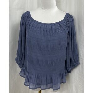 Express Blue Pleated Off The Shoulder Peplum Top Small NWT